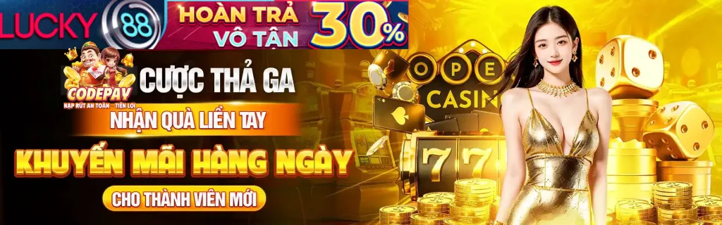 Biểu ngữ quảng cáo các chương trình khuyến mãi hấp dẫn của haha777